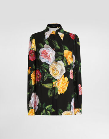 Dolce & Gabbana Peony and rose-print charmeuse shirt Print F5S48TFSA7B