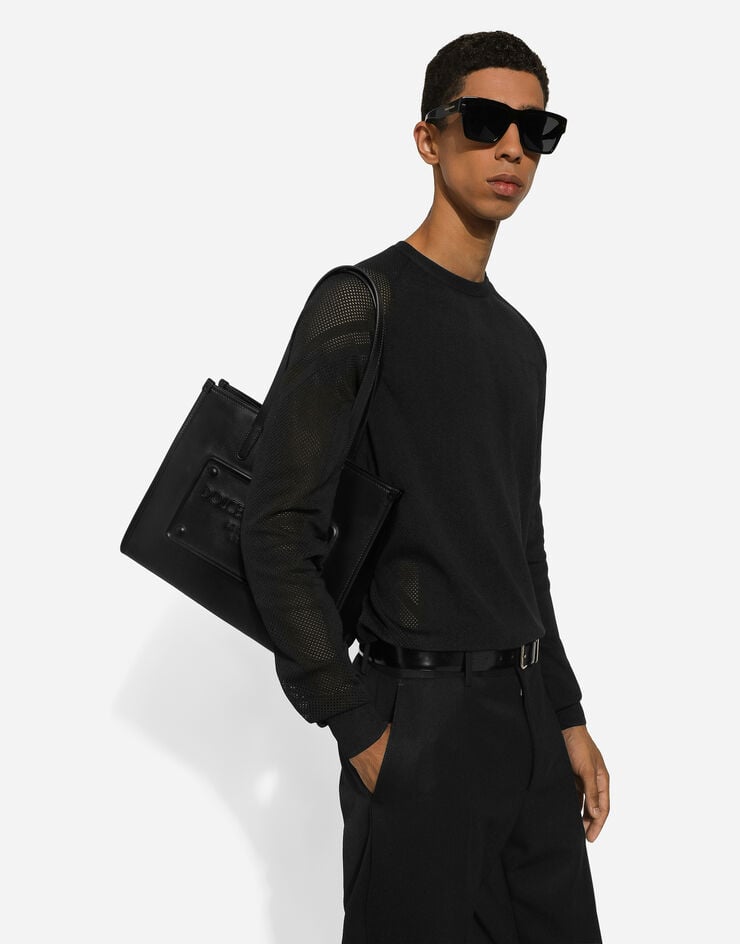 Dolce & Gabbana Bolso shopper mediano en piel de becerro Negro BM2304AG218