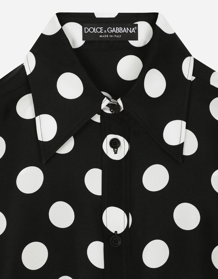Dolce & Gabbana قميص من تويل حريري برسمة منقطة مطبعة F5S48TIS1VL