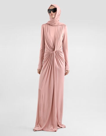 Dolce & Gabbana Viscose jersey long dress Pink F610ITFUIBL