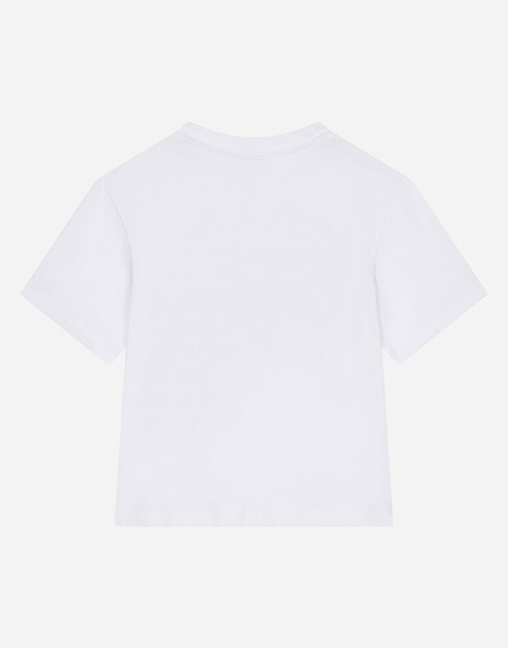 Dolce & Gabbana T-shirt in jersey stampa DG logo White L4JTEYG7H3X