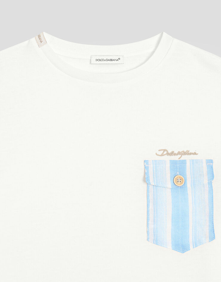 Dolce & Gabbana Jersey T-shirt with front pocket White L4JTIEG7N8S