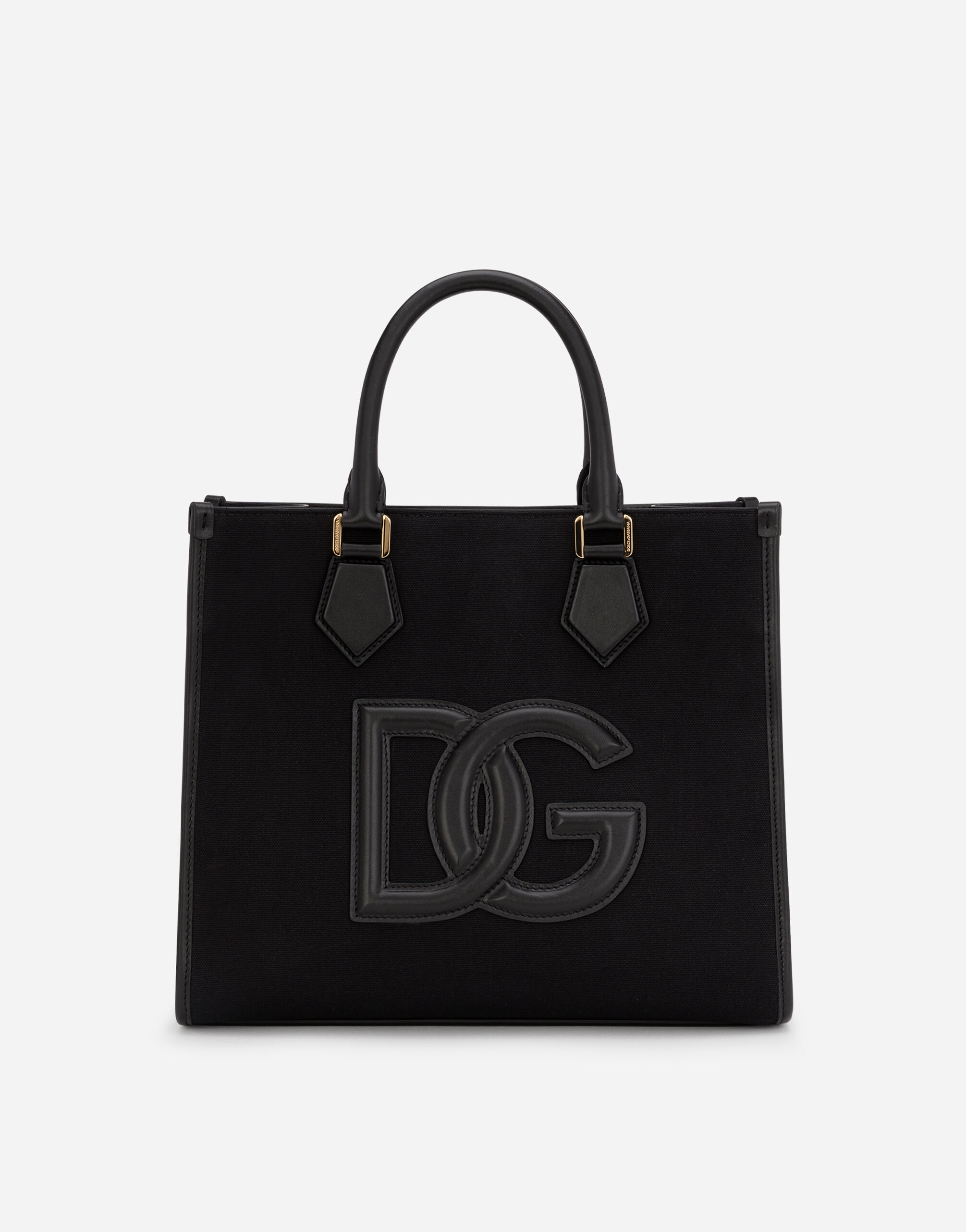 Dolce & Gabbana Bolso shopper de lona con detalles en napa de piel de becerro Marfil VG3294VP3B1