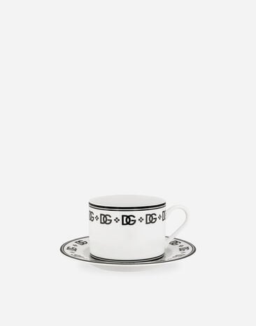 Dolce & Gabbana Set 2 Porcelain Teacups with Saucers Multicolor TC0S11TCALH
