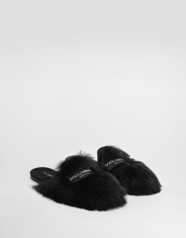 Dolce & Gabbana Zapatillas en piel de borrego y ante Black CI0224A9Y93