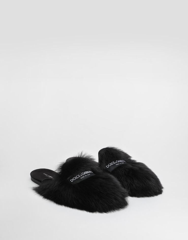 Dolce & Gabbana Shearling and suede slippers Dolce & Gabbana Shearling and suede slippers Black CI0224A9Y93