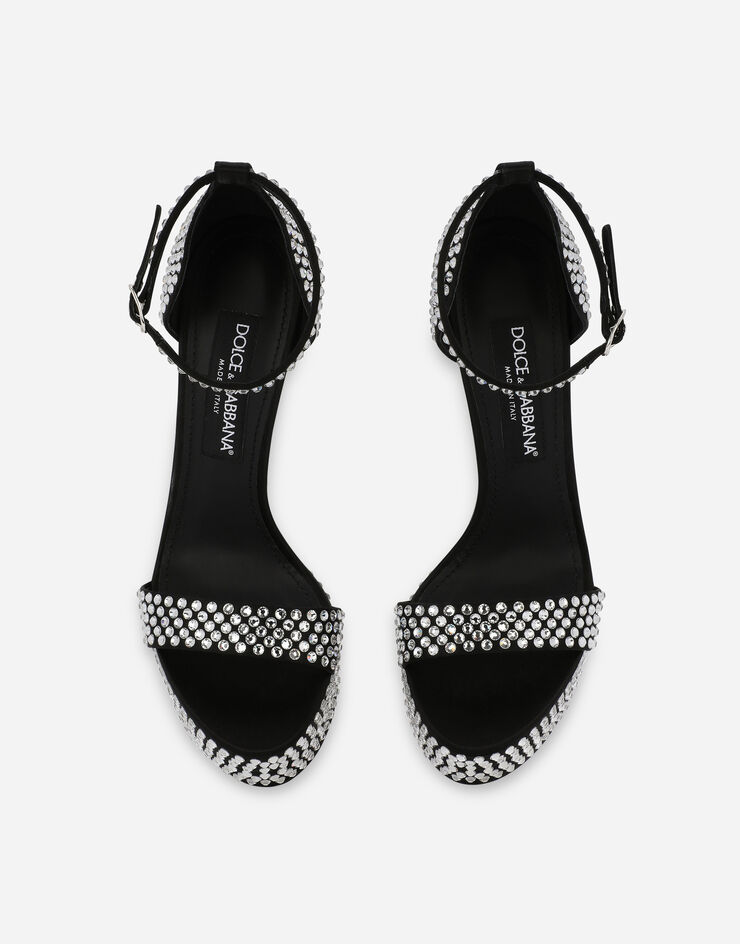 Dolce & Gabbana Sandalia de plataforma de raso y strass termoadhesivo Multicolor CR1421AD479