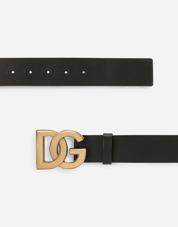 Dolce & Gabbana 交叉造型 DG 徽标搭扣 Lux 鞍皮腰带 多色 BC4646AX622