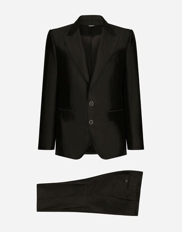 Dolce & Gabbana Einreihiger Anzug Sicilia aus Shantung-Seide Schwarz GK0RMTGG059