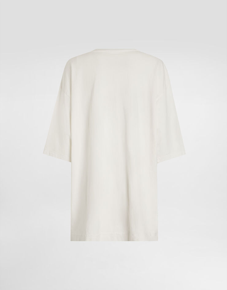 Dolce & Gabbana Oversized jersey t-shirt with print Multicolor F8V93TGDDH8