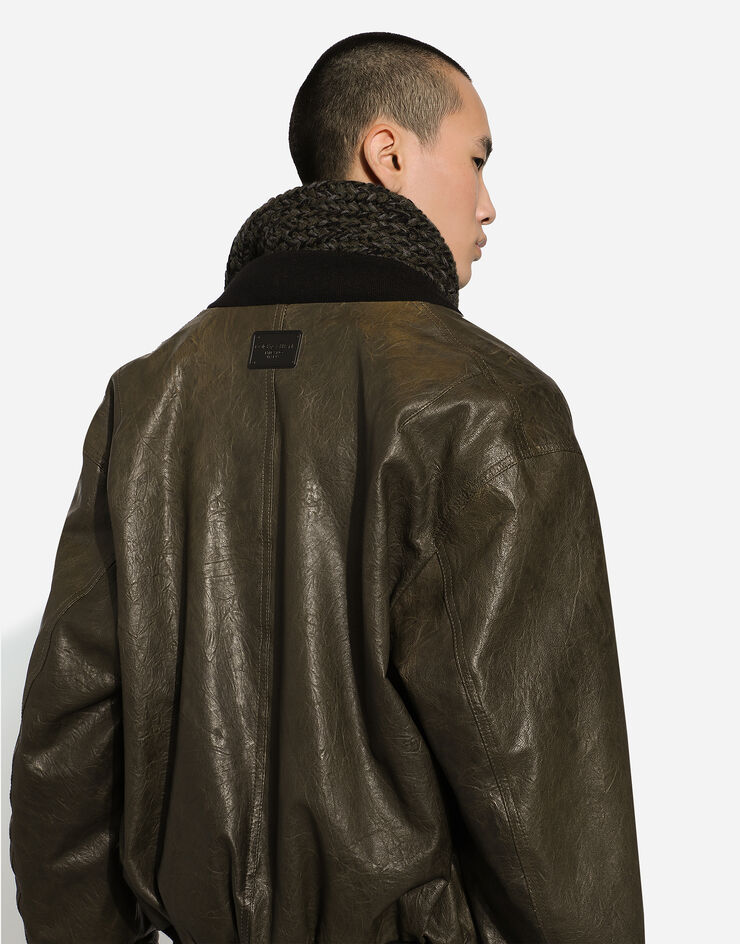 Dolce & Gabbana Bómber de piel con forro Verde G9BEDLHULUC