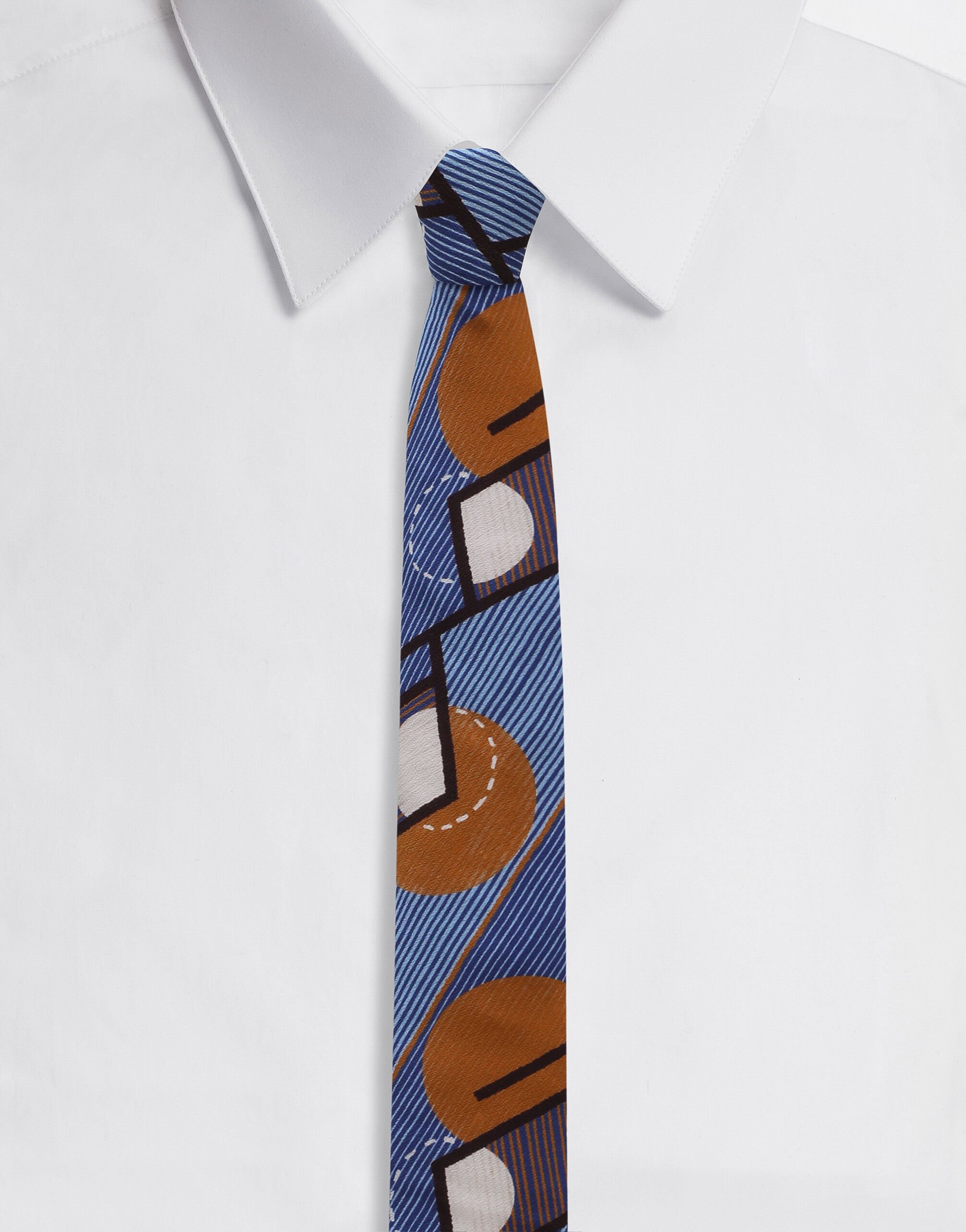 Dolce & Gabbana Krawatte aus bedrucktem Seiden-Crêpe Weiss GT147EG0UBU