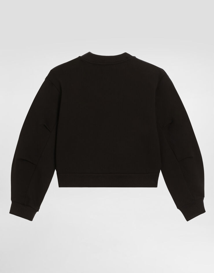 Dolce & Gabbana Sweatshirt aus Jersey und Strass Schwarz L5JWAWG7N6C