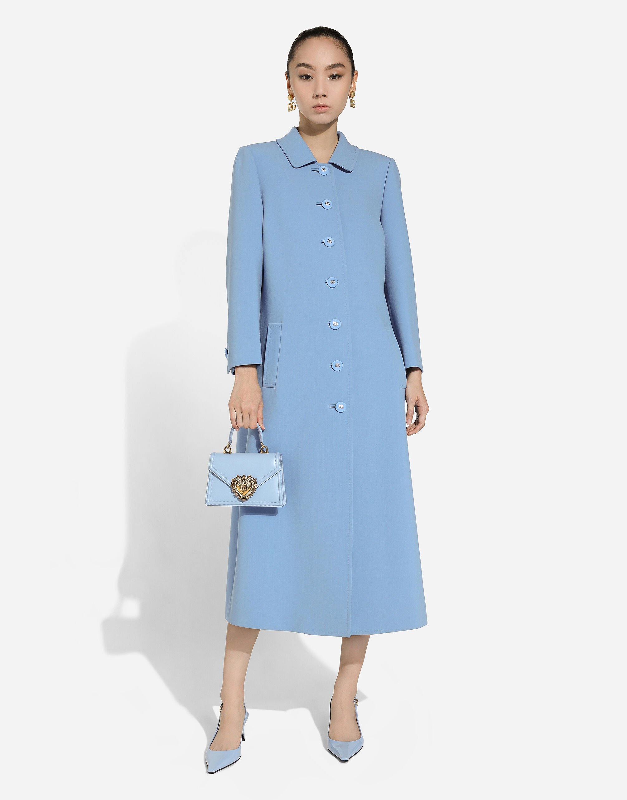 Manteau laine bleu ciel 2025