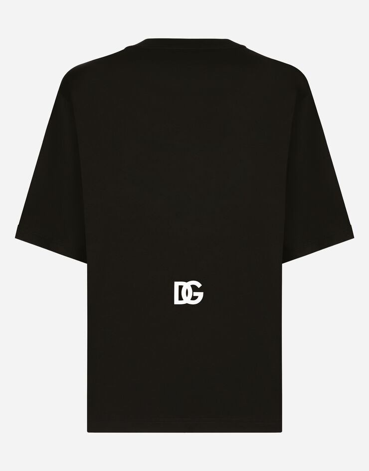 Dolce & Gabbana تيشيرت بأكمام قصيرة وطبعة شعار DG أسود G8PN9TG7M1C