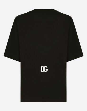 Dolce & Gabbana Short-sleeved T-shirt with DG logo print Black G8PN9TG7M1C