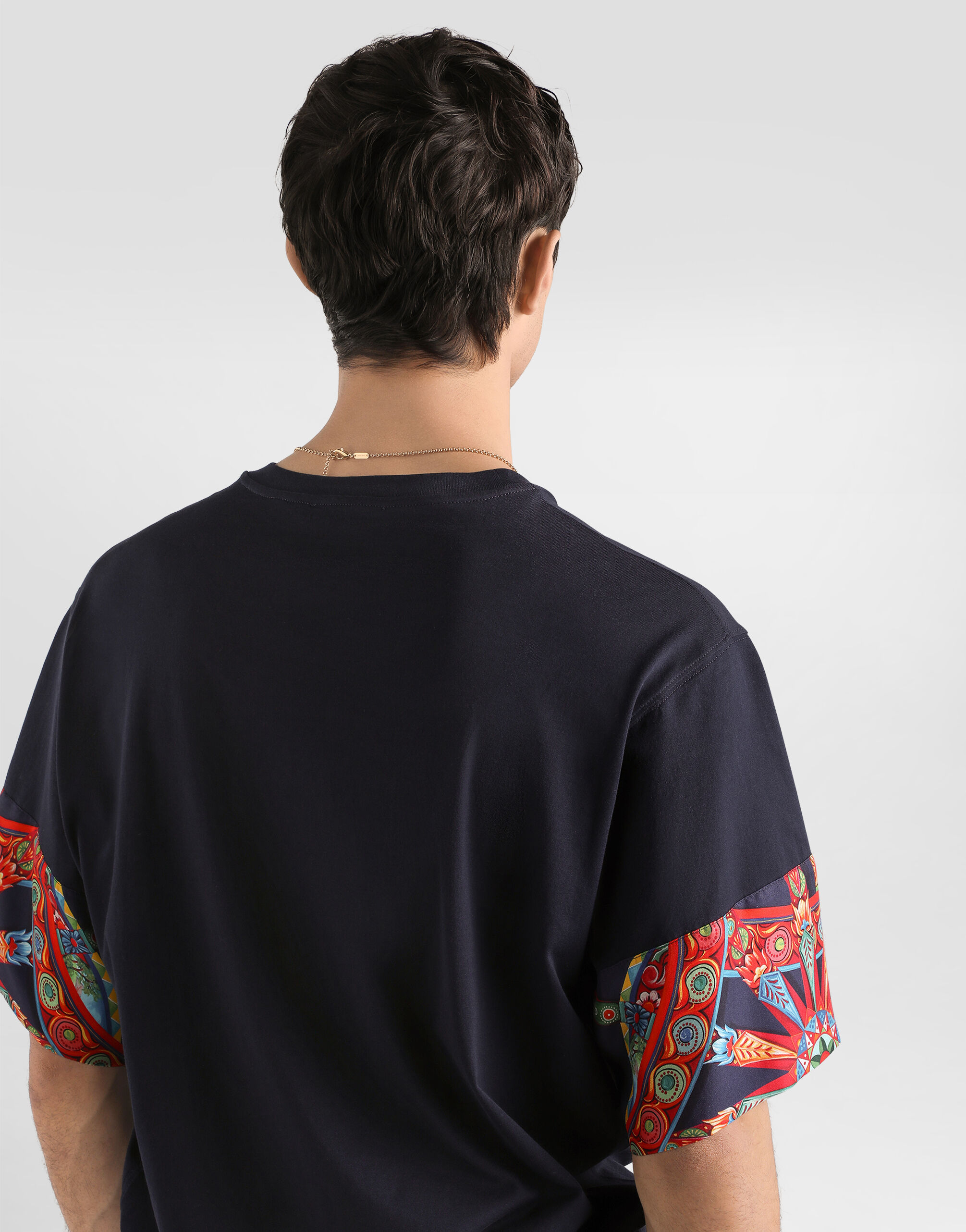 Cotton t-shirt with carretto-print in Multicolor for Men