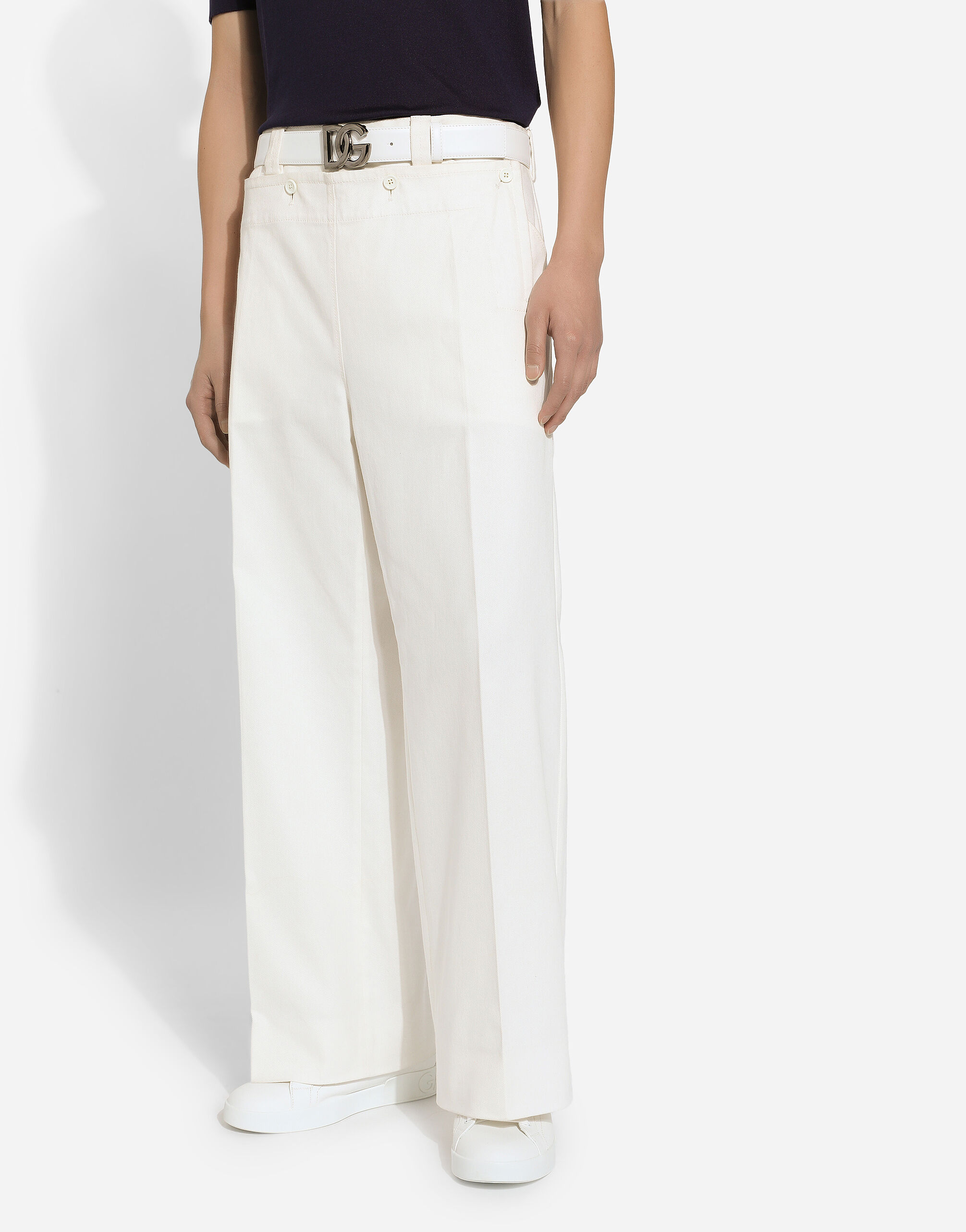 Belt with DG logo buckle in White for Men | Dolce&Gabbana® US