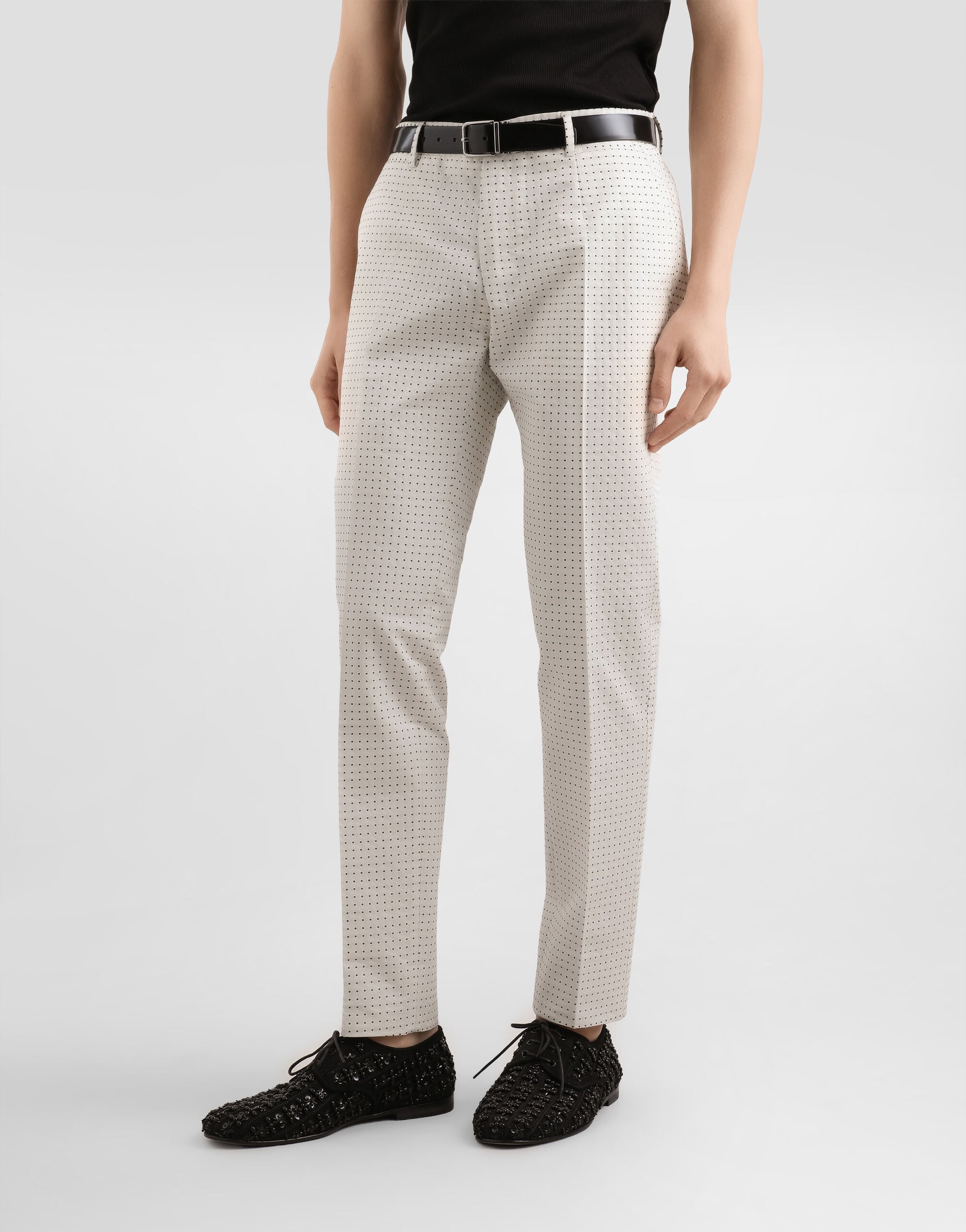 Micro pattern jacquard trousers - thumbnail 4