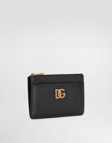 Dolce & Gabbana Calfskin card holder with DG logo Black BI1261AK274
