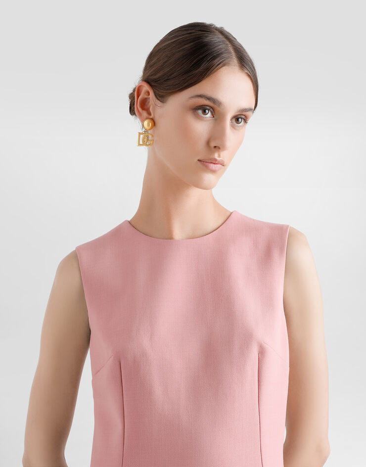 Dolce & Gabbana 羊毛绉绸收腰迷笛连衣裙 Pink F6TMMTFU2L8