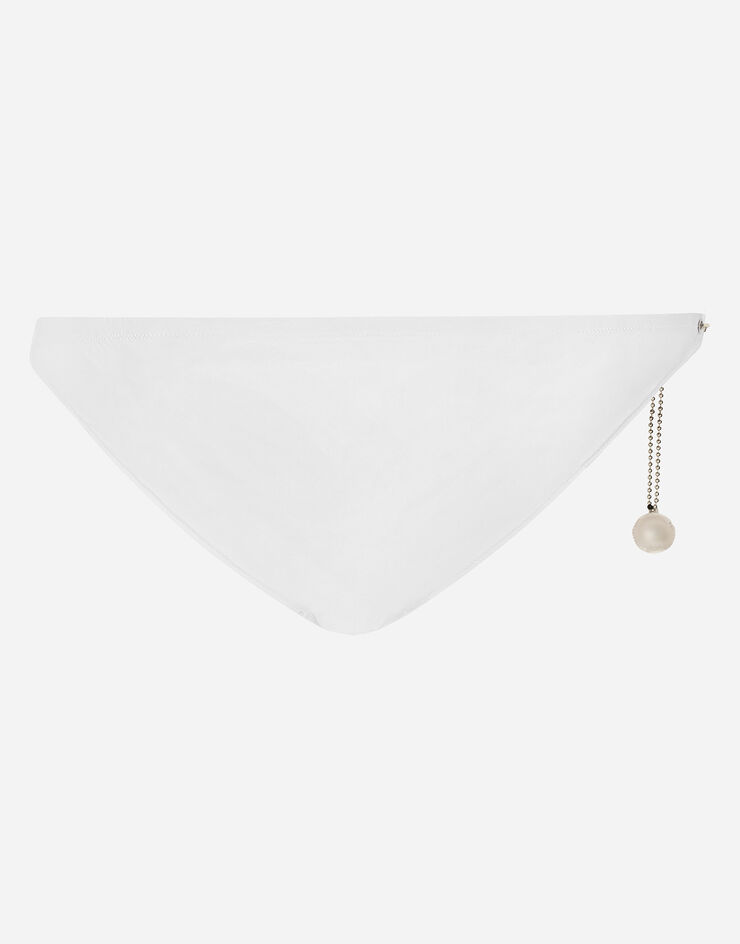 Dolce & Gabbana Swim briefs with logo plate and coin charm White M4A90JFUGA2