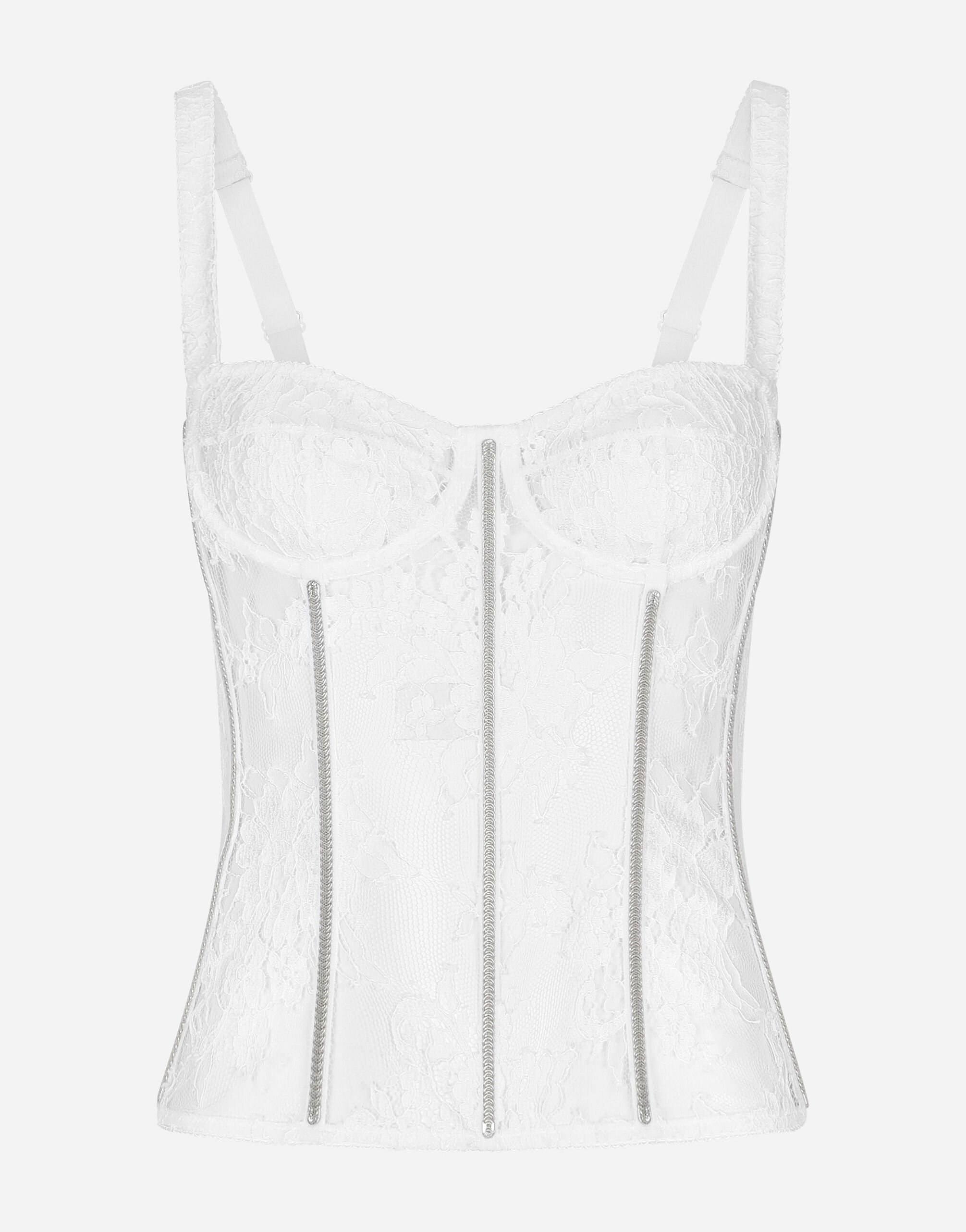 Lace lingerie bustier with straps in White for Women Dolce Gabbana