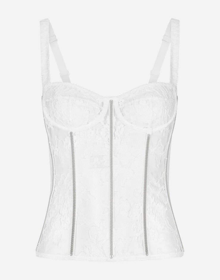 Dolce & Gabbana Lace lingerie bustier with straps White O7D67TONO15
