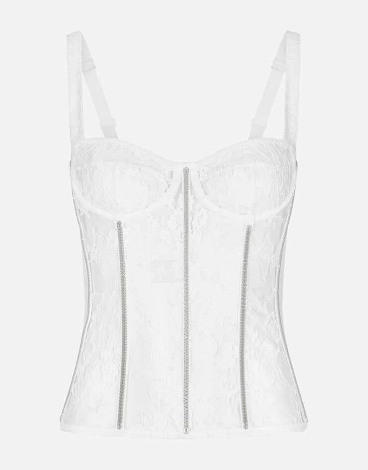 Dolce & Gabbana Dessous-Bustier aus Spitze mit Trägern Weiss O7D67TONO15