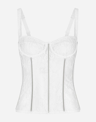 Dolce & Gabbana Bustier lingerie en dentelle à bretelles Blanc CK1563B5845