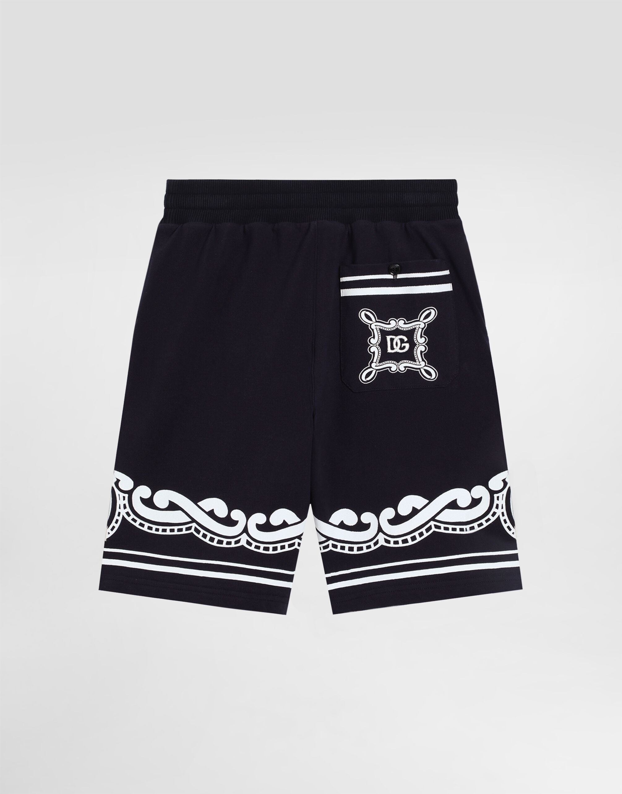 Dolce&Gabbana ショートパンツ ブルーのメンズ Piqué shorts with bandanna print | Dolce&Gabbana®
