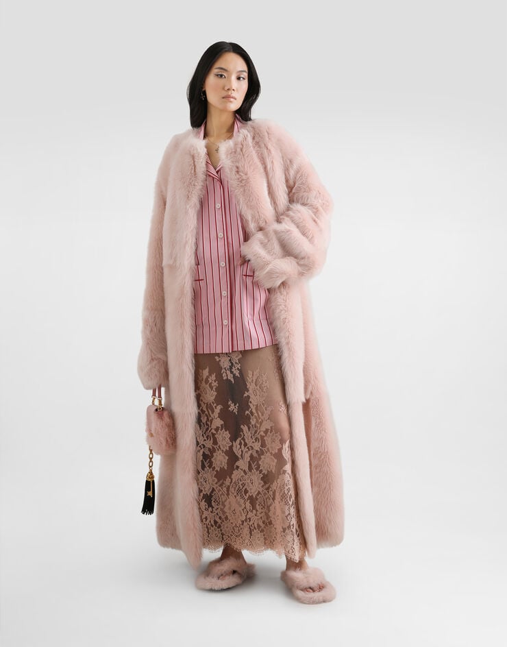 Dolce & Gabbana Lamb fur long coat Pink F0X09FHUPCL