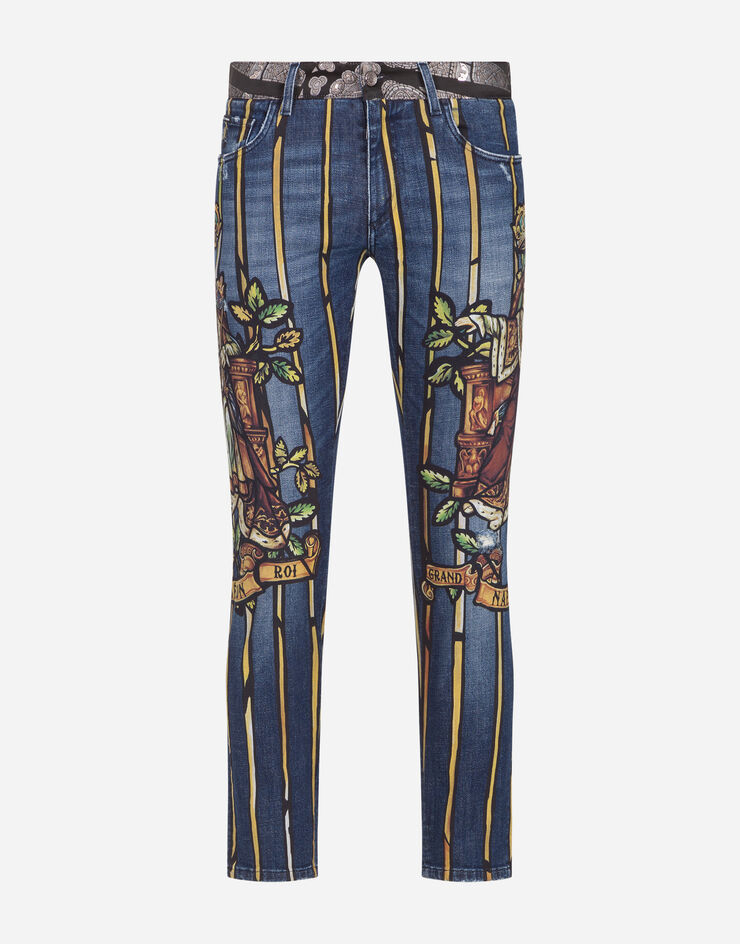 Dolce & Gabbana STRETCH SKINNY JEANS WITH NAPOLEON PRINT MULTICOLORED GYC4LDG8CD3