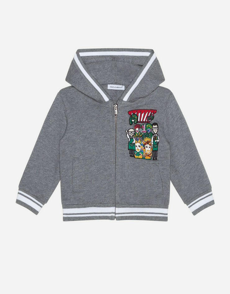 Dolce & Gabbana Jersey hoodie with DG Family florists GREY L1JW1HG7WAW