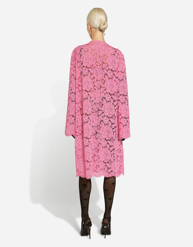 Dolce & Gabbana Branded floral cordonetto lace coat Pink F0C3STHLM7L