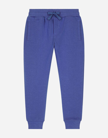 Dolce & Gabbana Pantalón de chándal en punto con placa con logotipo Azul L4JPT0G7M4R