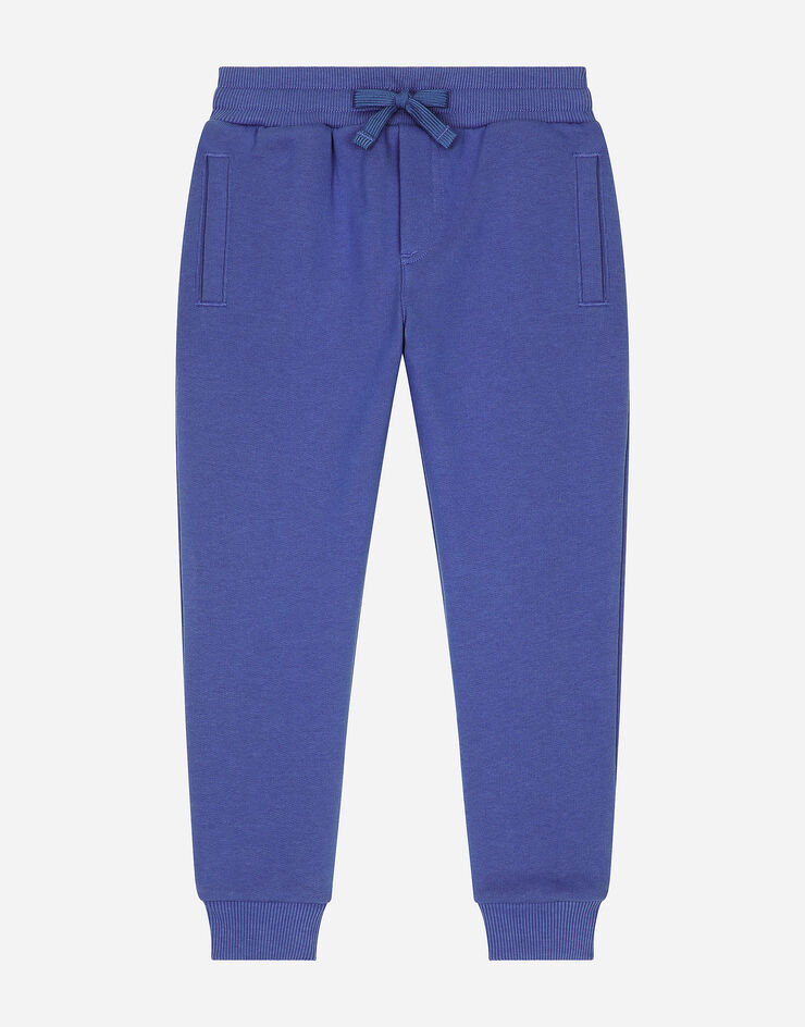 Dolce & Gabbana Pantalón de chándal en punto con placa con logotipo Azul L4JPT0G7M4R