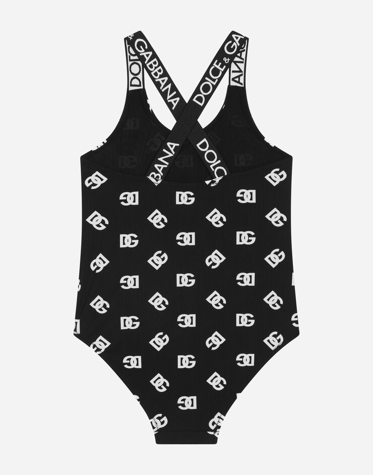 Dolce & Gabbana One-piece swimsuit with DG logo print Multicolor L5J831FSG3I