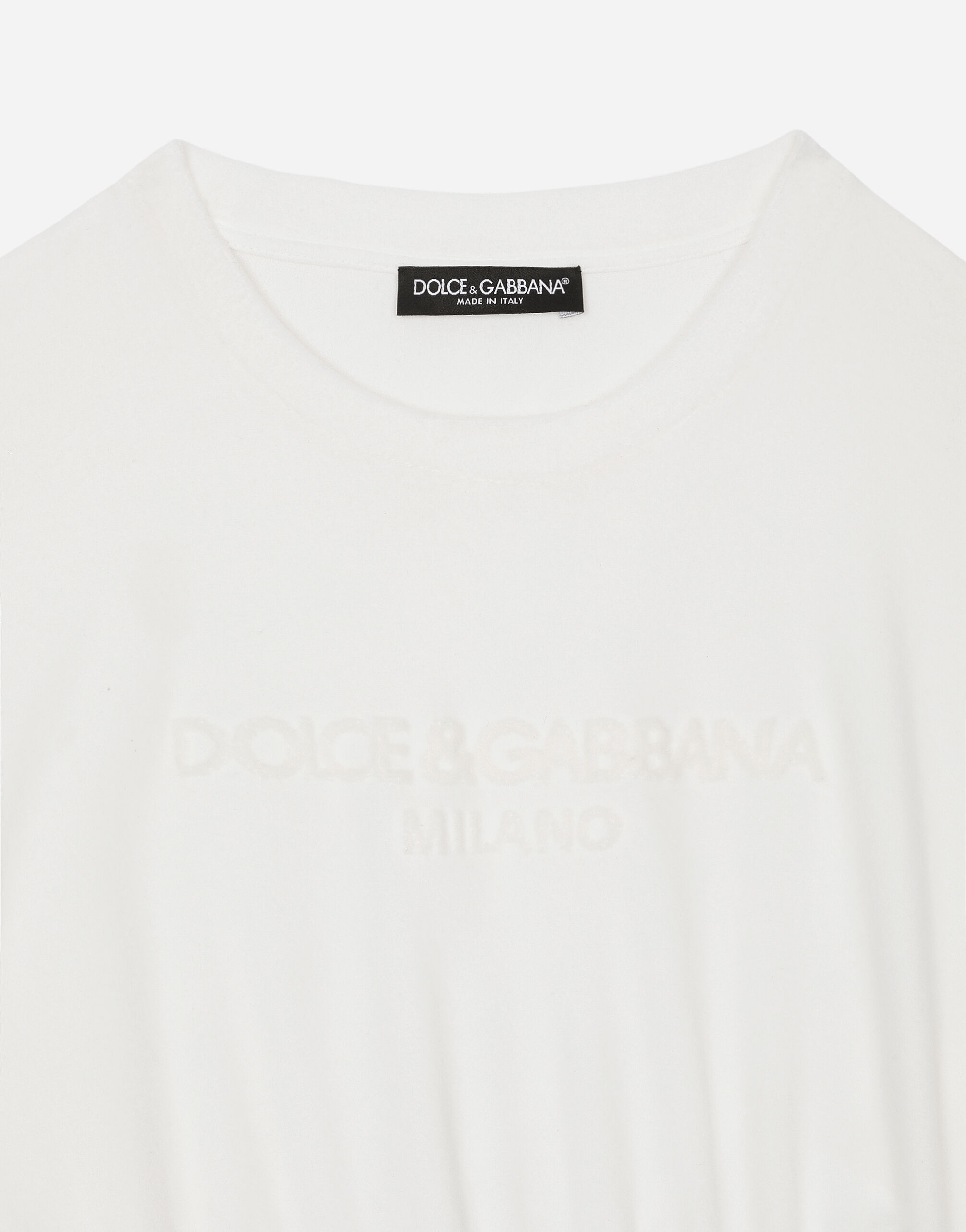 Tシャツ・カットソー Dolce & Gabbana FW24 Logo chenille top (F8U45ZGDBZT S9995) Chenille top with Dolce&Gabbana logo in Multicolor for Women
