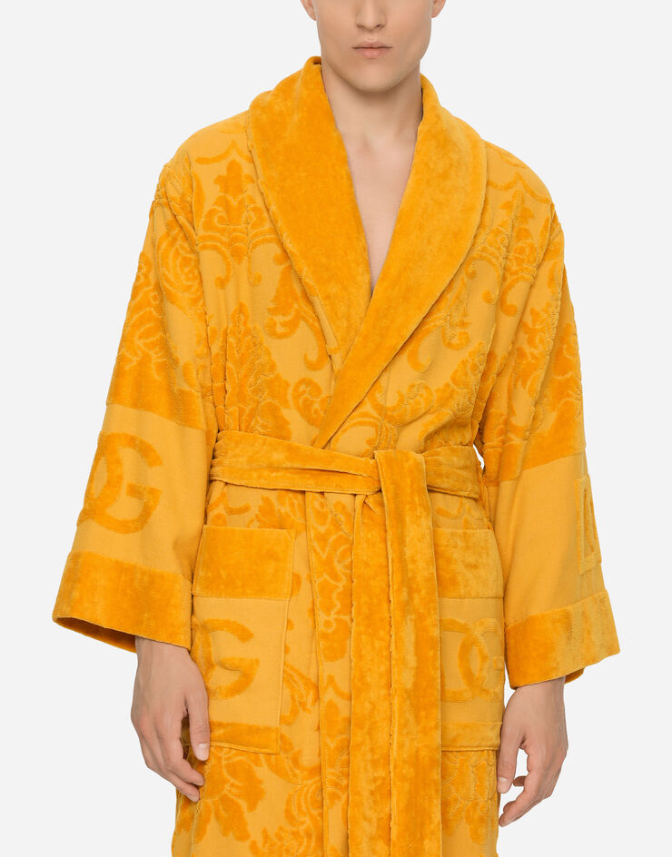 Dolce & Gabbana Bath Robe in Terry Cotton Jacquard Multicolor TCF009TCAGM