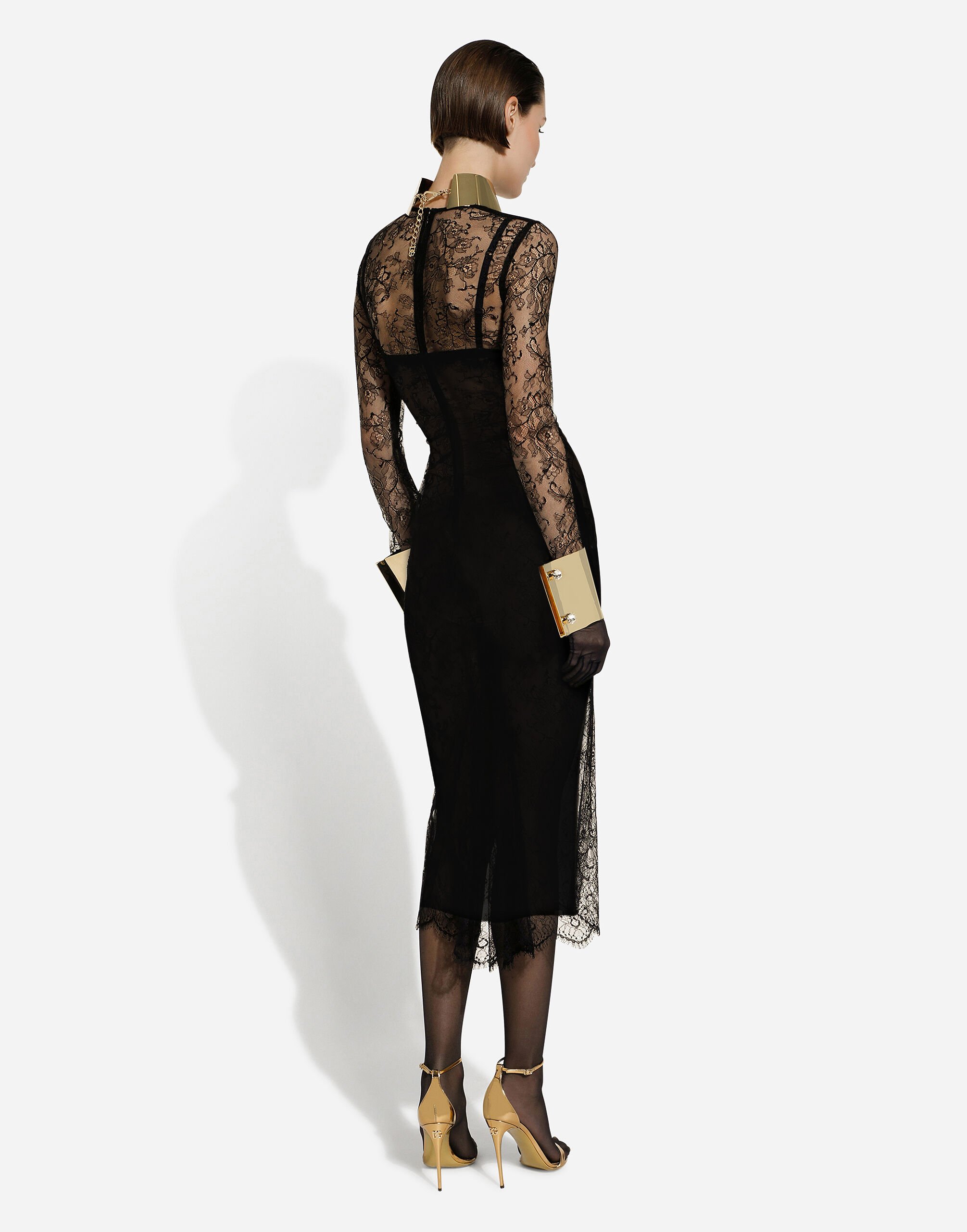 Chantilly lace fil coupe calf length dress Dolce Gabbana