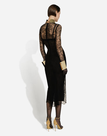Dolce & Gabbana Chantilly lace fil coupé calf-length dress Black F6DEHTHLM9O