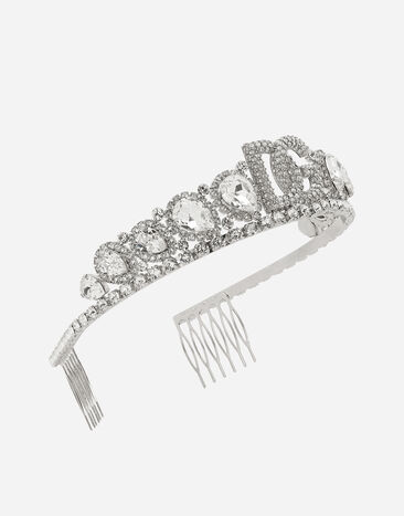 Dolce&Gabbana Diadem with crystal embellishment and DG logo Silver WHP6S1W1111