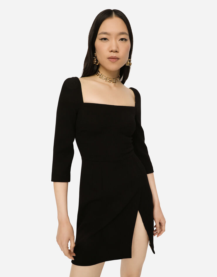 Dolce & Gabbana Short double crepe dress Black F6J4UTFUBD2