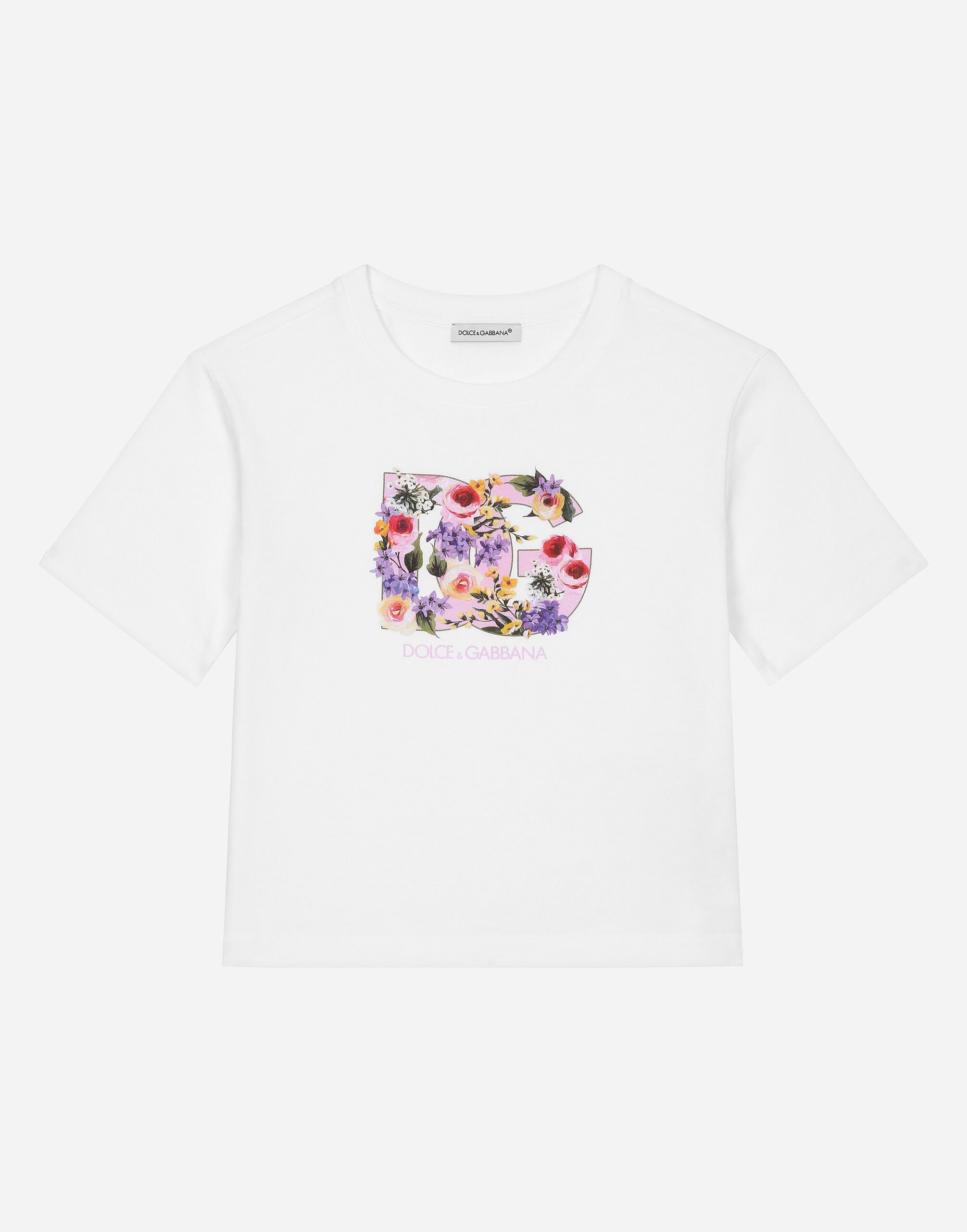 Dolce & Gabbana T-shirt in jersey stampa DG fiori Stampa L5JTMEG7K4F