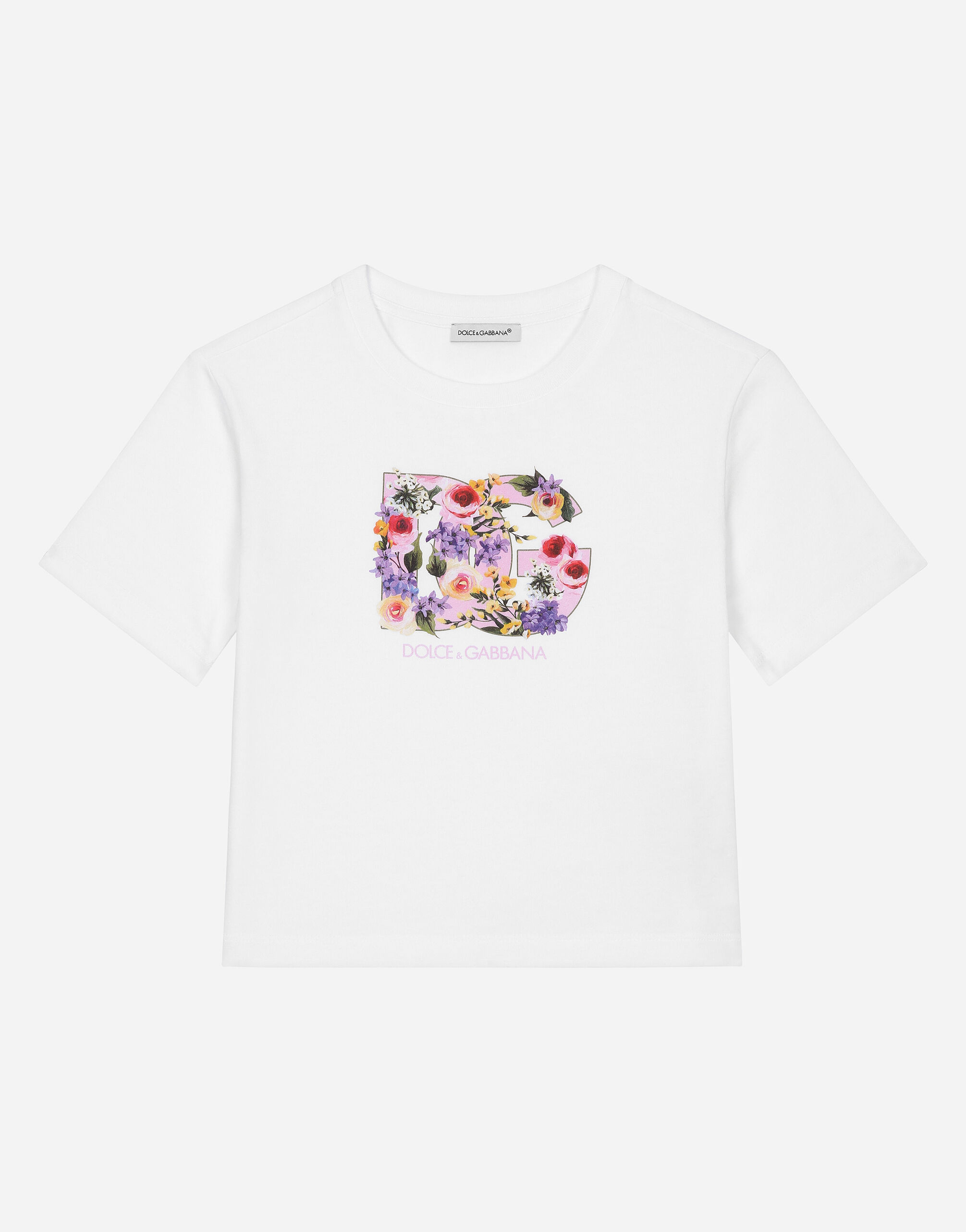 Dolce & Gabbana Jersey T-shirt with floral DG print Print L5JTMEG7K4F