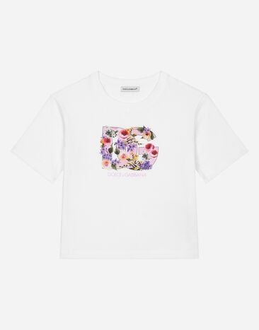 Dolce & Gabbana Футболка из джерси с принтом цветочного логотипа DG Отпечатки L5JTMEG7K4F