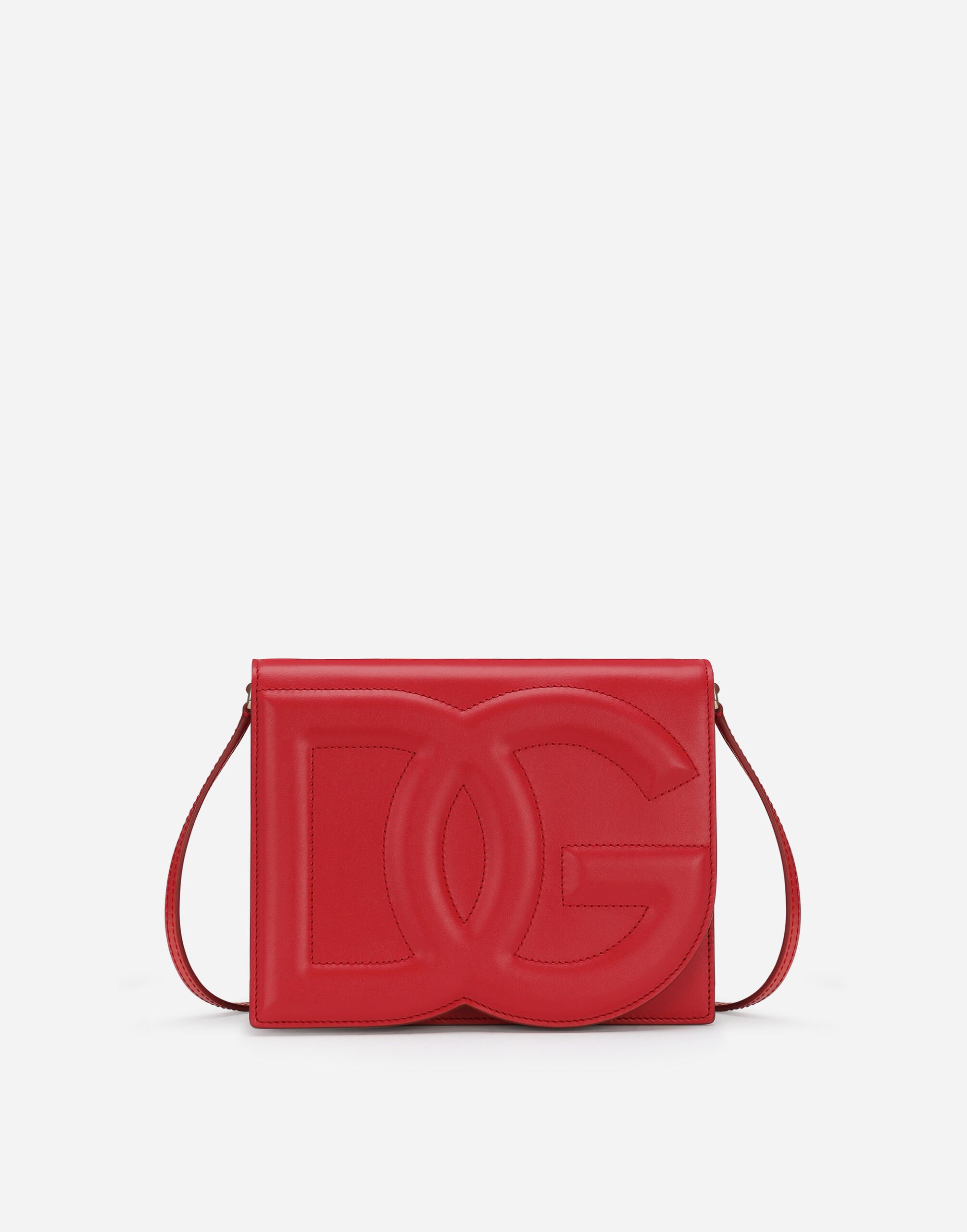 Dolce & Gabbana Sac logo DG à bandoulière en cuir de veau Rose BB7287AS204