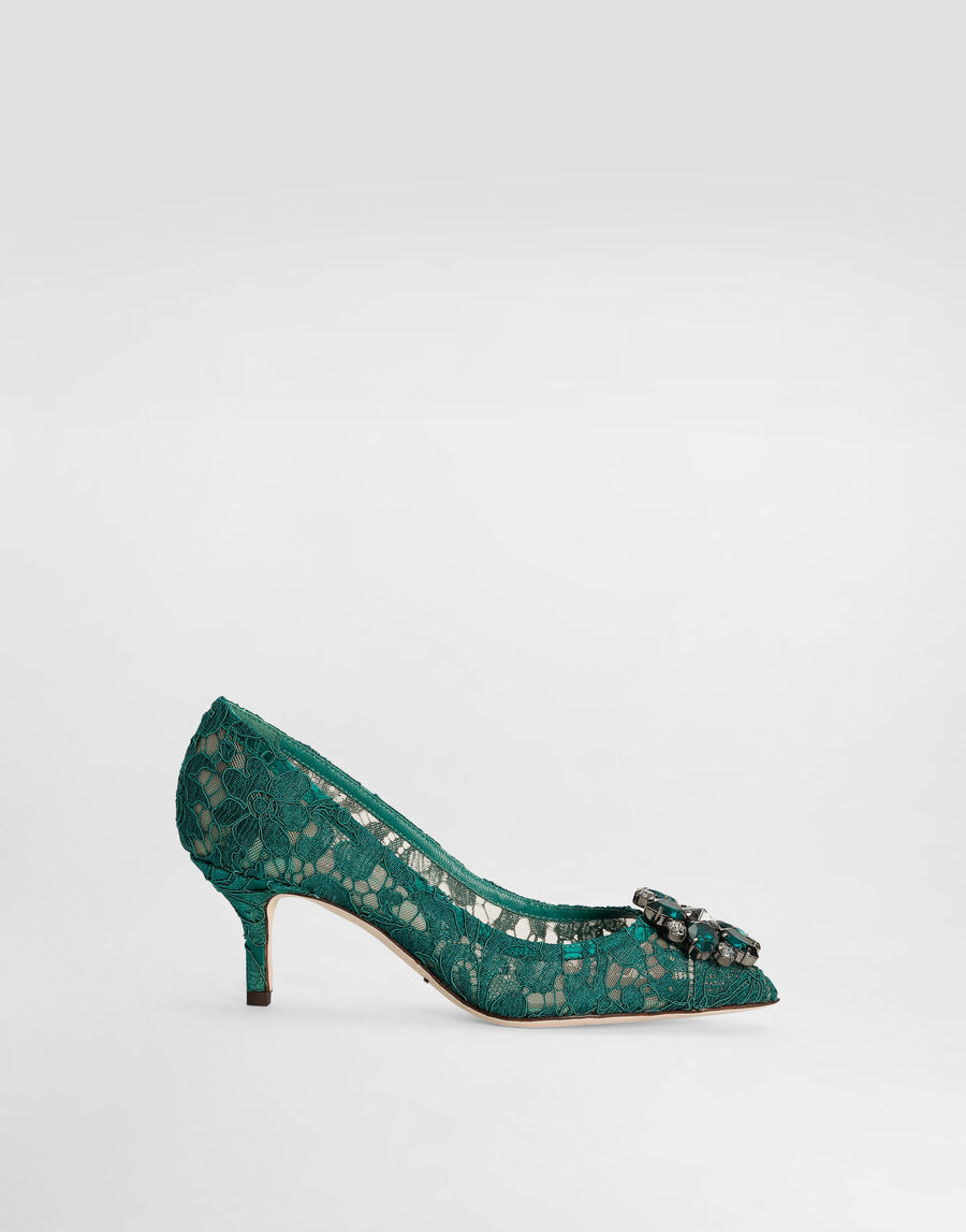 Lace rainbow pumps with brooch detailing