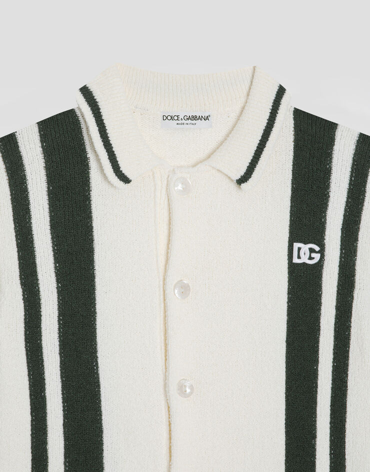 Dolce & Gabbana Knitted shirt with intarsia Multicolor L4KWG9JGMFD